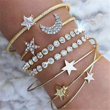 Load image into Gallery viewer, Boho Indian Jewelry Moon Star Bracelet Set