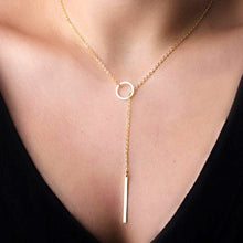 Load image into Gallery viewer, Metal Chain Bar Circle Lariat Necklace