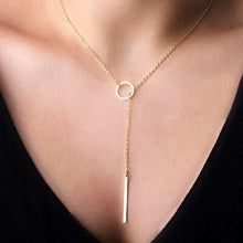 Load image into Gallery viewer, Metal Chain Bar Circle Lariat Necklace