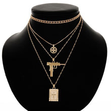 Load image into Gallery viewer, Metal Chain Bar Circle Lariat Necklace